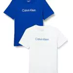 Calvin Klein 2Pk Tee Camicia, Deepmarine/Pvhwhite, 14-16 Years Bambino