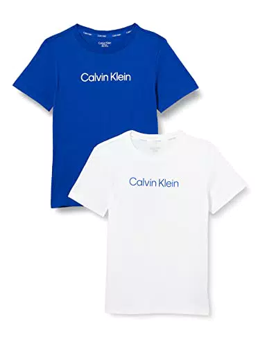 Calvin Klein 2Pk Tee Camicia, Deepmarine/Pvhwhite, 14-16 Years Bambino