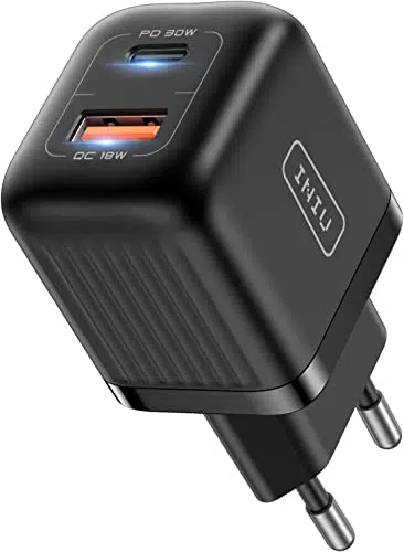 Caricatore USB C, INIU Ricarica 30W Caricabatterie Alimentatore 2-Porte Presa USB C PD 3.0 Super Veloce