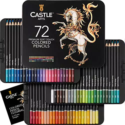 Castle Art Supplies Set di 72 Matite Colorate, Mine Colorate dall’Anima Morbida per Artisti