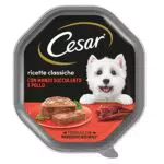 Cesar Ricette Classiche Cibo per Cane con con Manzo succulento e Pollo 150 g - 14 vaschette