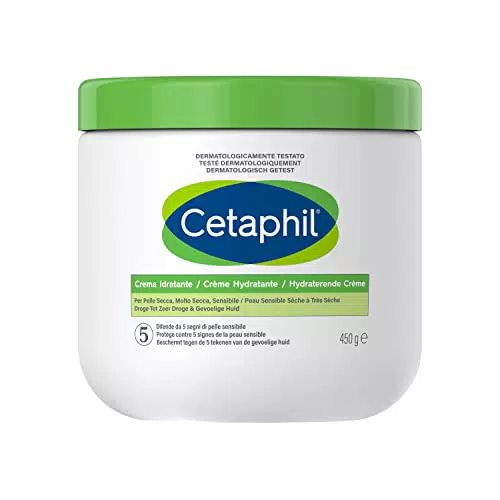 Cetaphil Crema Idratante Viso e Corpo, per Pelle Secca, Sensibile e Danneggiata, 450g