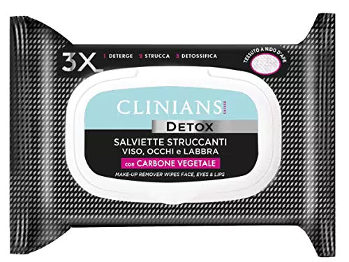 CLINIANSALSTRUCLIDET, Detox struccanti Viso con Carbone vegetale 25 salviette