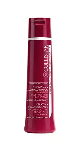 Collistar Shampoo Ricostruttivo Riempitivo, A base di Acido Ialuronico e Cheratina per capelli sfibrati e danneggiati, 250ml