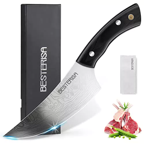 BESTERiSA Coltello Macellaio 15, 2cm Coltello da Cucina Professionale Coltello Chef in Acciaio inossidabile Tedesco con Manico Ergonomico in Legno