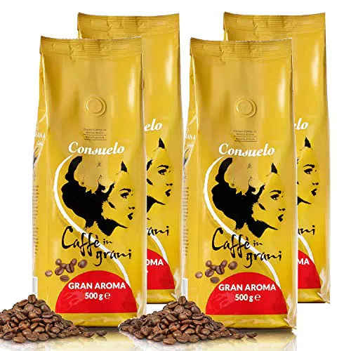 Consuelo Gran Aroma Caffè Italiano in Grani, 500g, confezione da 4