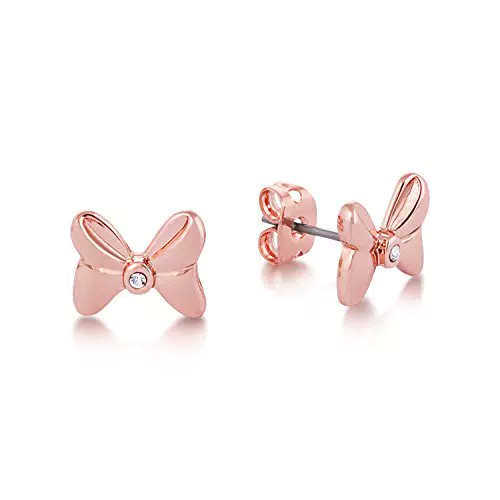 Couture Kingdom Disney Minnie Rocks Orecchini a fiocco placcati in oro rosa con cristallo