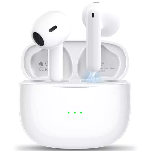 Cuffie Bluetooth, Auricolari Bluetooth 5.3 Con 4 Microfono, bianco