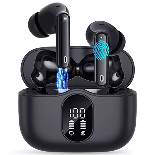 Cuffie Bluetooth, Auricolari Bluetooth 5.3 Cuffie Wireless con Hi Fi Stereo Cancellazione Rumore HD Mic