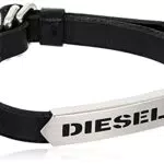 Diesel Bracciale in Pelle da Uomo, Nero