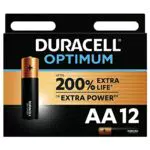 Duracell - Optimum AA, Batterie Stilo Alcaline, confezione da 12