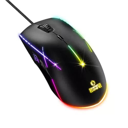EMPIRE GAMING - X-Blades Mouse Gamer con filo - Ambidestro - Retroilluminazione LED RGB - Ergonomico - 6400 DPI 1000 Hz - 7 pulsanti programmabili - Software incluso