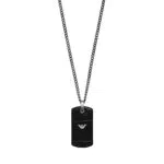Emporio Armani Collana in Acciaio Inox da Uomo, Colore Nero Argentoisura Unica
