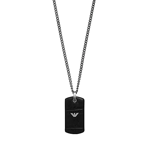 Emporio Armani Collana in Acciaio Inox da Uomo, Colore Nero Argentoisura Unica