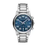Emporio Armani Orologio Uomo, movimento cronografo, cassa in acciaio inossidabile 43 mm con bracciale in acciaio inossidabile