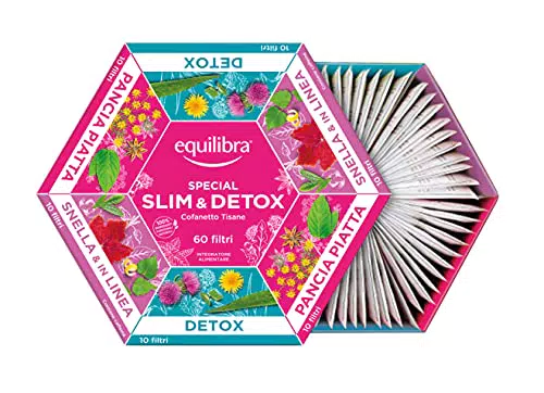 Equilibra Integratori Alimentari Tisane, Cofanetto Slim & Detox Tisane Collection, 60 Filtri