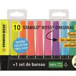 Evidenziatore - STABILO BOSS ORIGINAL Desk-Set - Edizione 100% FLUO - 10 evidenziatori