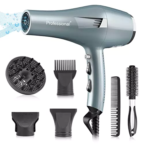 Faszin Asciugacapelli Professionale Ioni, Potente Phon per Capelli 2500W con Diffusore
