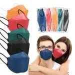 FFP2 Maschera a Forma di Pesce Colorata 25 Pezziaschere di Pesce Confezionate Singolarmente Adulti Nero Blu Rosso Arancio Verde Maschere Paradenti 3D Grande Certificazione CE