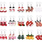Finrezio 8-36 Pairs Pendenti Orecchini Natale Set per Donna Ragazze Natale Orecchini Albero Natale Orecchini Ghirlanda Natale Santa Orecchini Regali Natale Partito