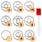 Formine per Biscotti Natalizi 9 Pezzi Formine Biscotti Natalizie Set di Formine Biscotti Natale Formine per Biscotti di Natale Tagliabiscotti Natalizi Set per Biscotti Con Pennello per Olio da Forno