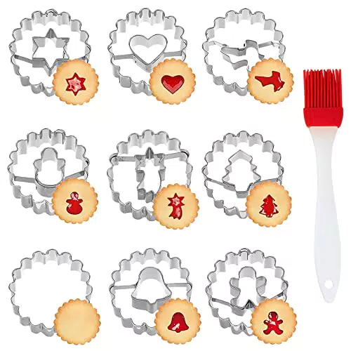 Formine per Biscotti Natalizi 9 Pezzi Formine Biscotti Natalizie Set di Formine Biscotti Natale Formine per Biscotti di Natale Tagliabiscotti Natalizi Set per Biscotti Con Pennello per Olio da Forno