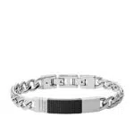 Fossil Bracciale da Uomo in Acciaio con Placca ArGento