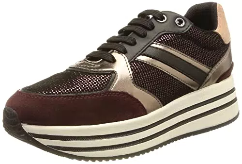 Geox Donna D Kency B Sneakers, Viola/Rosso