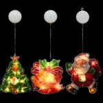 GLAITC Luci Natalizie, 3 Pezzi Luci della Finestra di Natale con Ventosa Campane per Albero di Natale Stelle Luci Natalizie da Appendere a Batteria per Decorazione per Feste di Natale per Matrimoni