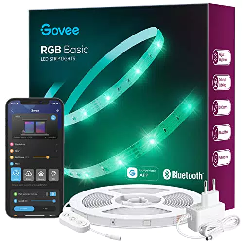 Govee Striscia LED 15 Metri, Bluetooth RGB LED Striscia Dimmerabile Colorati Controllo App