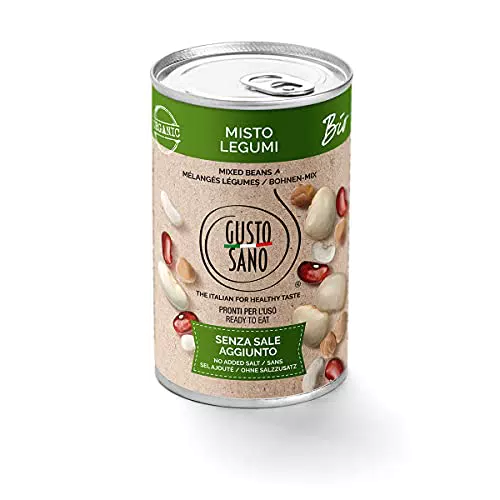 GUSTO SANO MISTO DI LEGUMI BIOLOGICI GIA’ PRONTI - Senza Sale Aggiunto Legumi in scatola lessati e reidratati NON OGM Comoda scorta da 6 confezioni x 400 gr.6 Pacchi X 400 Gr