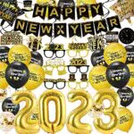 Happy New Year Decorationstriscione Nero e Oro con Scritta Happy New Year