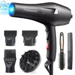 HappyGoo Asciugacapelli professionali ioni 2400W Phone con 1 diffusore 3 ugelli styling