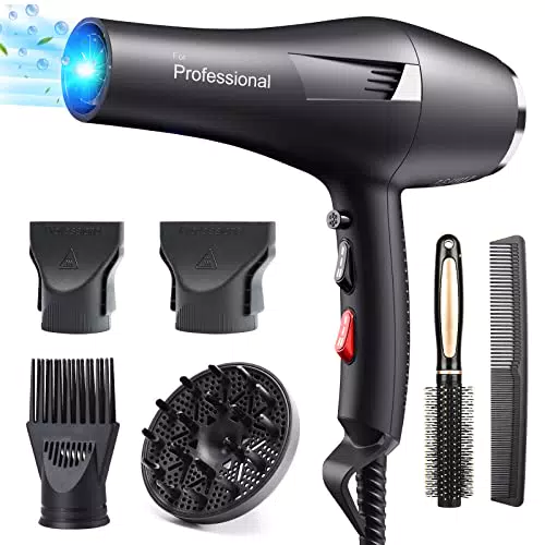 HappyGoo Asciugacapelli professionali ioni 2400W Phone con 1 diffusore 3 ugelli styling