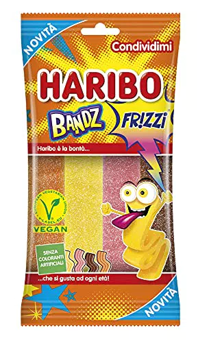 Haribo Bandz Frizzi 200 g Caramelle Frizzanti Gusto Fruttatrisce di Caramelle Gommose