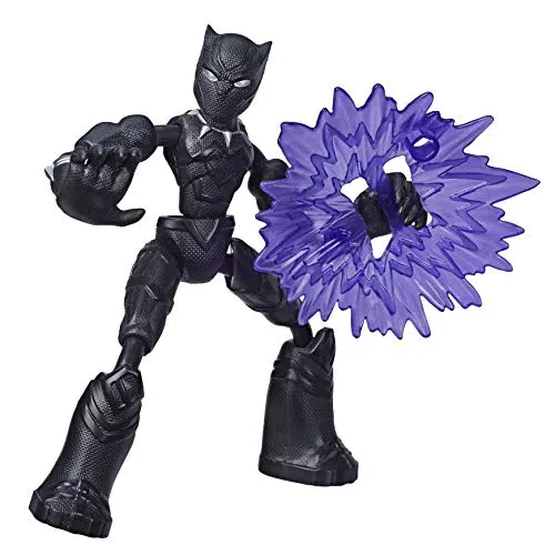Hasbro Avengers-Black Panther Bend and Flex, Action figure flessibile di Pantera Nera da 15 cm