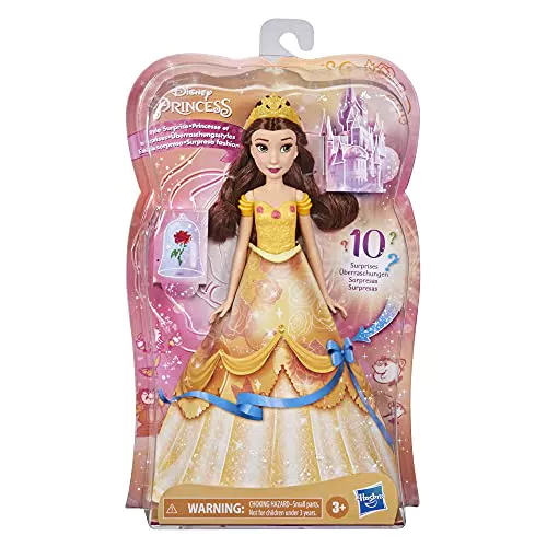 Disney Princess Surprise Belle, bambola con 10 accessori segreti