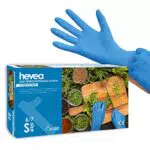 Hevea - Guanti monouso in nitrile. Senza polvere e lattice. 1 scatola da 100 guanti. Taglia: M Colore: blu