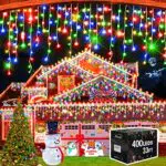 Hezbjiti 400 LEDs Tenda luminosa, 10m Stringa Luminosa Luci Cascata 8 Modalità