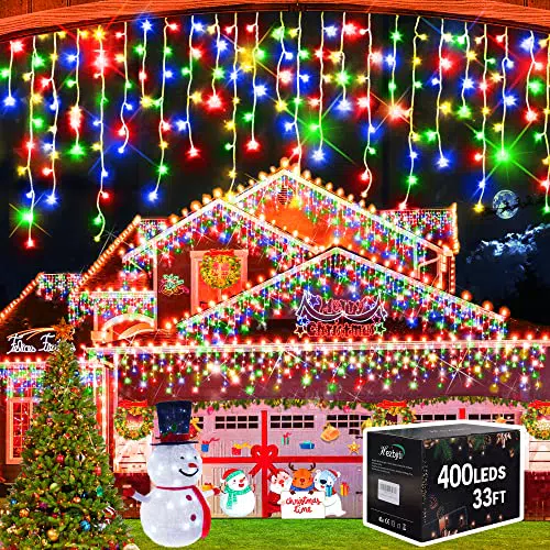 Hezbjiti 400 LEDs Tenda luminosa, 10m Stringa Luminosa Luci Cascata 8 Modalità