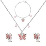 Hifot Set di Gioielli Farfalla per Ragazze Donna Butterfly Bracciali Orecchini Collana Gioielli Feste Regalo Compleanno