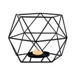 Hommdiy Candeliere Geometrico Nero 12cm, Portacandela in Metallo Stile Nordico