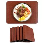 Hommdiy Set di 6 Tovagliette da Tavolo in PU Pelle, Tovaglietta Rettangolare Lavabile Antiscivolo Resistente al Calore