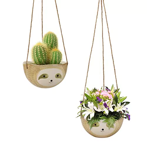 Hommdiy Vasi per Piante da Appendere in Ceramica Set di 2