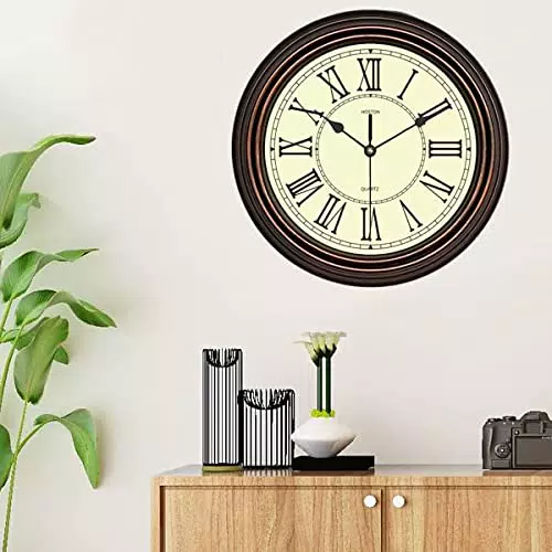 HOSTON Orologio da Parete Vintage Grande 30cm, Numeri Romani Moderno Decorazione Orologio Muro Batteria caricata Adatto per Camera da Letto