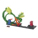Hot Wheels City Dragone di Fuoco - Playset con Dragone e Caserma dei Pompieri - 1 Macchinina - Collegabile ad Altri Set - Regalo per Bambini 3-8 Anni