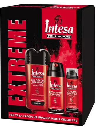 Intesa Pour Homme Cofanetto Extreme con Gel Doccia Shampoo Ginseng 250 ml e Deodorant Parfume' Ylang Ylang 150 ml e Schiuma da Barba 50 ml