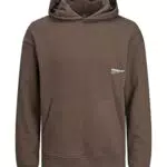 JACK & JONES Jorclean-Felpa con Cappuccio, Guarnizione Marrone