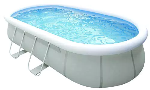 Avenli Piscina Fuoriterra Ovale con Struttura in Acciaio Cm 540x304x106 Grigia con Pompa Filtro, Scaletta di Sicurezza e Teli di Protezione e Copertura Inclusi