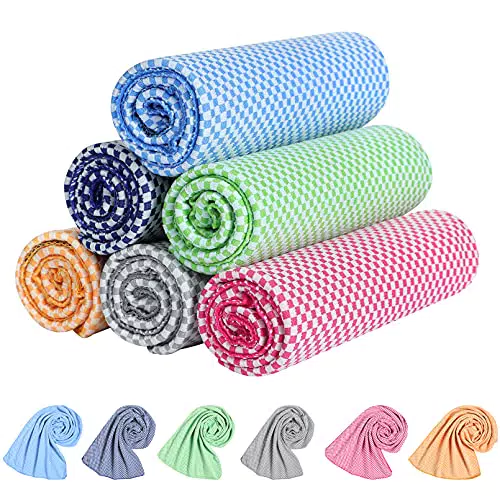 KEAFOLS Asciugamano Raffreddamento 6 Pezzi Asciugamano Microfibra Asciugatura Rapida Gym Sciarpa Towel per l'escursione Golf